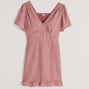 Abercrombie Printed Flutter Sleeve Smocked Mini Dress
